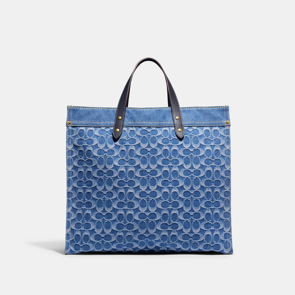 Field Tote Bag 40 In Signature Denim